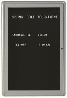 Enclosed interior 36"x24" una puerta gris aluminio Radius Design Directorio Changeable Carta Junta