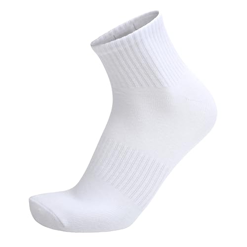 Image of 6-Pack Women's White Ankle Socks - Comfortable, Breathable, Moisture-Wicking Cotton Blend, Size 8-12