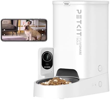 （14:30時点） PETKIT 自動給餌器 猫 中小型犬用 タンク二層化 カメラ付き 1080P 暗視機能 双方向会話 透明な窓口 感知センサーを搭載 タイマー式 スマホ管理 2WAY給電 IOS Android対応 日本語対応アプリ (シングルホッパー カメラ付き)