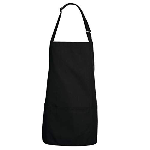 Chef Designs Mens Premium Short Bib Apron Black 28W x 24L