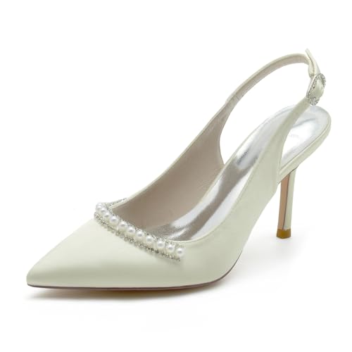 Chaussures de mariage femme talons 8.5 cm escarpins pointus de mariée danse