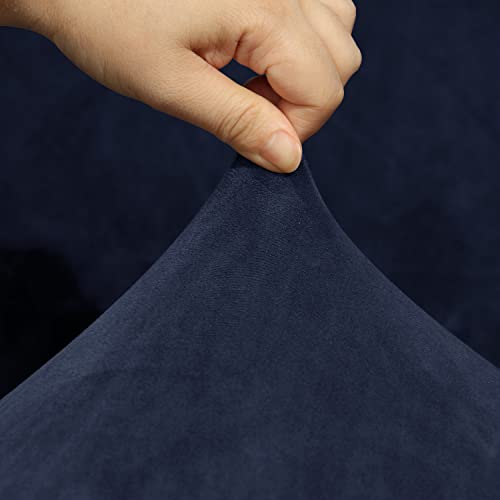 Stretch Corner Sofa Cover 1-Piece Velvet Corner Couch Cover Sofa Cover for Sectional Recliner One-Piece Sofa Slipcover Reclining L Shape Sofa Couch Additional Seat Soft w Elastic Bottom,Navy Blue - Image 8