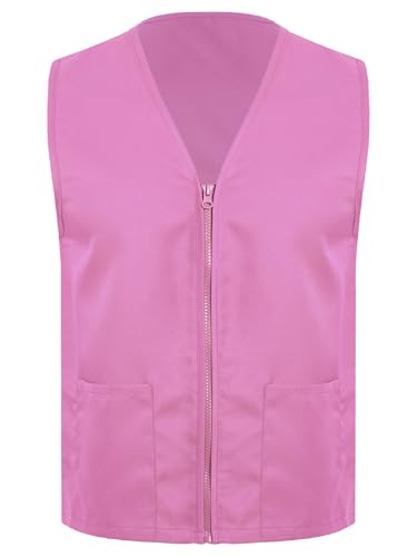 Kids Volunteer Activity Vest Boys Girls Front Zipper Side Pockets Waistcoat Waiter Bartender Uniform