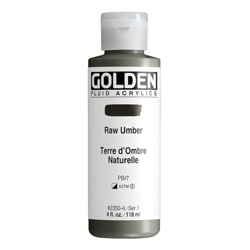 GOLDEN Fluid Acrylics, Raw Umber, 4 fl. oz. Bottle, Professional Acrylic Paint, Semi-Opaque
