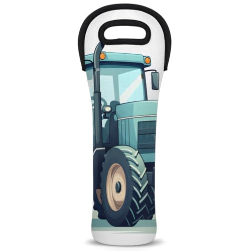Neoprene Wine Tote Carrier Bag for Wine,Water, Champagne, Beer, Baby Bottles 15.6 x 5.1 Inches, Protective Wine Bag,Tractor