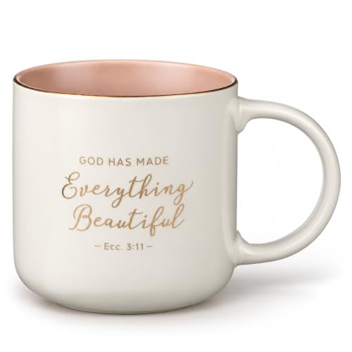 �N���X�`�����A�[�g�M�t�g �Z���~�b�N�R�[�q�[&�e�B�[ �����}�O �j�����p | Everything Beautiful Bible Verse, Creamy White & Gold, 14�I���X