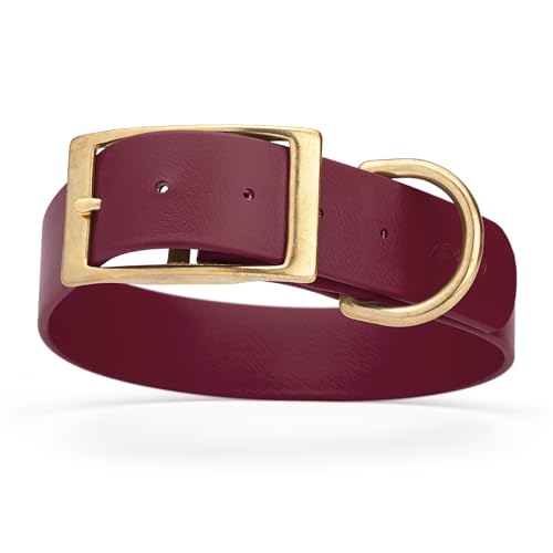 Image of Viper Biothane Heavy Duty Waterproof Dog Collar Strong Coated Nylon Webbing w /Solid Brass Hardware Odor-Proof Easy to Clean High Performance Fits Small Medium or Large Dogs, Merlot Burgundy