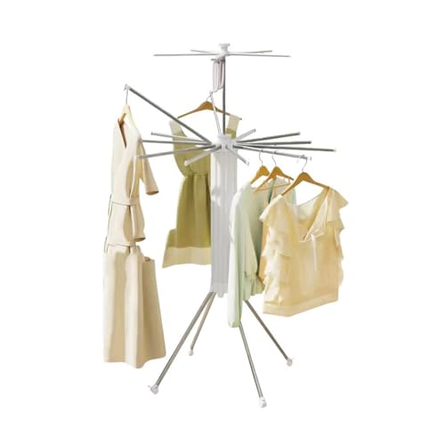 Genérico Tendedero Cilíndrico For Ropa, Soporte Plegable For Lavandería De 2, con 4 Poleas Y 12 Varillas Expandibles, Capacidad De Carga De 66 Libras For Ropa, Calcetines, Toallas