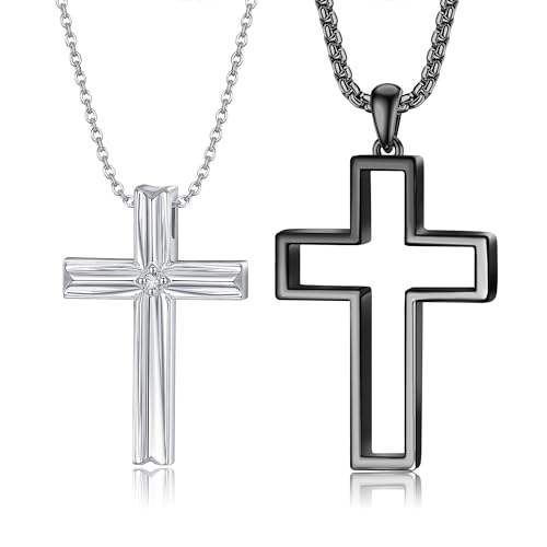 ONEFINITY Angel and Devil/Cross/Moon and Sun Couples Necklace Sterling Silver His and Hers Matching Necklace Heart Symbol of Love Pendant Couples Jewelry Gifts for Couple Her Him2