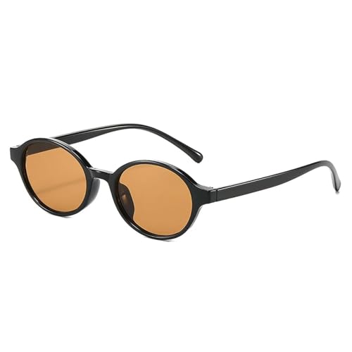 Lunettes de soleil ovales anti-éblouissement UV400 monture légère retro punk thé noir