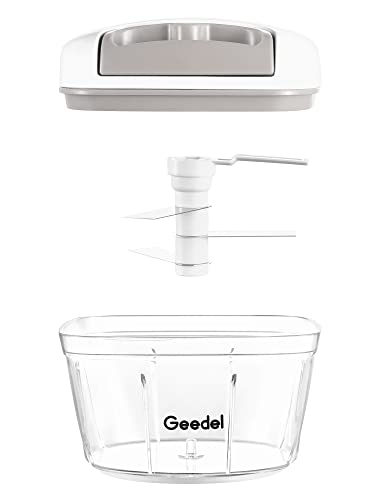 Geedel Zwiebelschneider, 500ML Zwiebel Zerkleinerer mit Seilzug, Gemüseschneider Zerkleinerer Manuell mit Edelstahlklingen, Multizerkleinerer Zwiebelhacker für Gemüse, Obst, Zwiebeln, Knoblauch, Nüsse 6