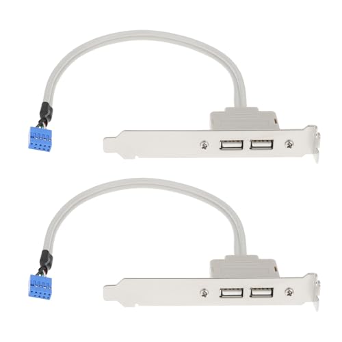 eMagTech Câble Port USB 2.0 Double vers Connecteur Carte Mère 9 Broches pour pc de Bureau avec Équerre pci Arrière Lot de 2