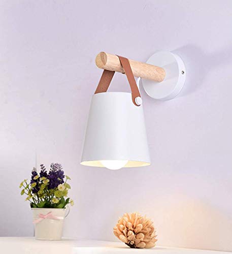 Goeco Lámpara de pared pantalla metal, Lámpara de pared decorativa madera, Lámpara...