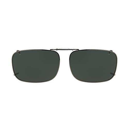 Image of Dioptics Solar Shield 2 REC Clip On Sunglasses Polarized Rectangular, Silver, 56 mm