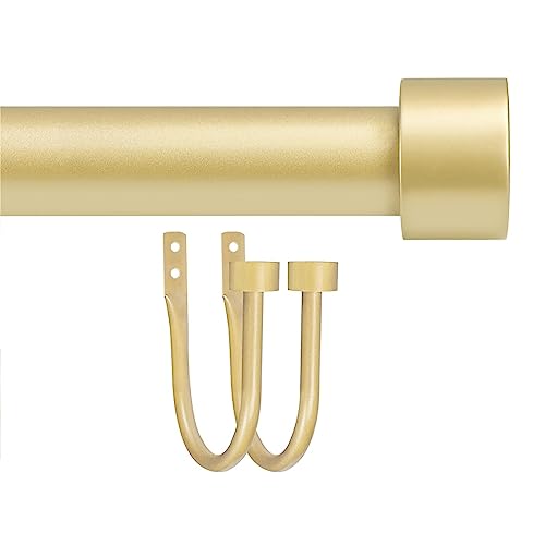 Gold Curtain Rod For Window 18-45’’(1.5-3.75Ft), Ynl Long Drapery Rods With 2Pcs Curtain Holdbacks, Adjustable Heavy Duty Curtain Rod With Cap Finials, Gold Modern Curtain Rod #TOP24