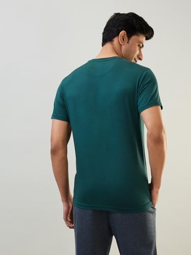 Image of Raymond SleepZ Regular Fit Cotton Modal Blend Solid Pattern Round Neck Loungewear T-Shirt