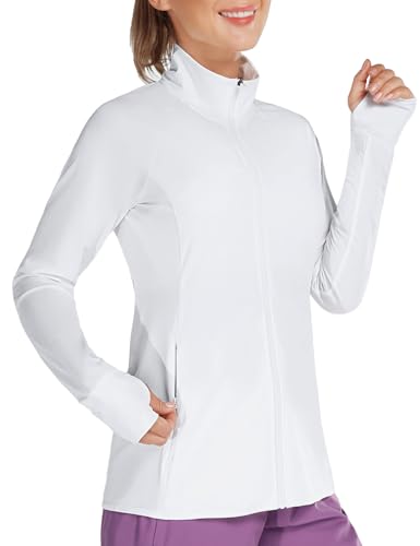 Image of BALEAF Women's Long Sleeve Running Shirts UPF 50+ Sun Protection Full Zip Athletic Jackets Lightweight Zipper Pockets