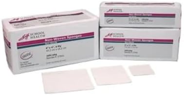 School Health - Non-Sterile, Non-Woven Sponges, for Cleaning, Dressing and Prepping | Highly Absorbent, 4 ply - for Wound Care & First Aid Kits - 200 Pack (4x4 Inch) image 2