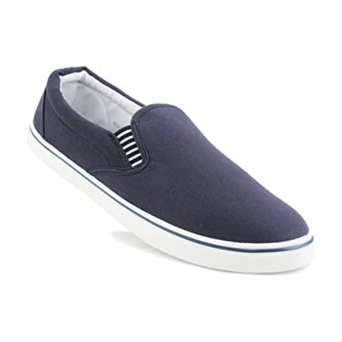Dek Mens Slip On Canvas Flat Boat Yachting Deck Plimsoll Espadrilles Casual Pumps Trainers Shoes (Navy, Numeric_9) Cover