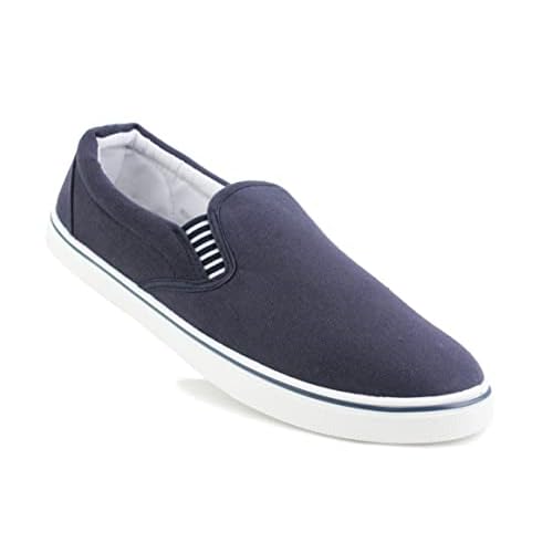 DEK Mens Slip On Canvas Flat Boat Yachting Deck Plimsoll Espadrilles Casual Pumps Trainers Shoes (Navy, Numeric_10)