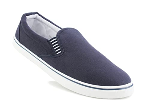 DEK Mens Slip On Canvas Flat Boat Yachting Deck Plimsoll Espadrilles Casual Pumps Trainers Shoes (Navy, Numeric_9)