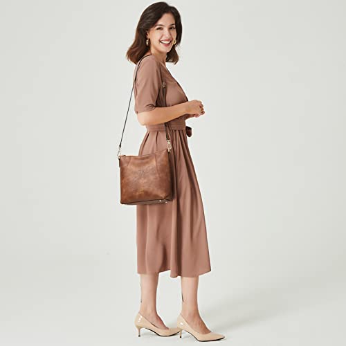 Bostanten Leather Hobo Handbags Designer Purses For Women Shoulder Crossbody Bags Retro Brown #TOP1