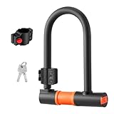 U Lock for Mountain for Bike - Heavy Duty U Shaped Anti Theft for Bike Lock with 120cm Steel Cable, Weather Resistant Silicone Coated Security Lock, 2 Keys(U-Lock)(Lock for Ring)