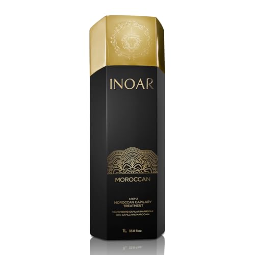 INOAR Moroccan Premium Treatment Step 2, Keratin with White Clay & Cocoa Oil for Frizz Reduction & Hair Smoothing, 33 Fl Oz