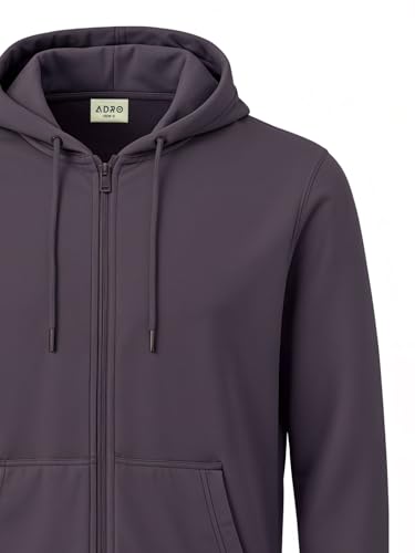 Image of ADRO Mens Cotton Solid Zipper Hoodie Sweatshirts