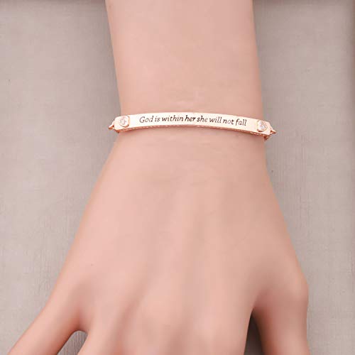Zuo Bao Christian Gift Religious Jewelry Psalm 46:5 God is Within Her She Will Not Fall Bracelet Bible Verse Bracelet Gift for Godmother2