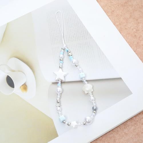 Image of Cute Beaded Camera Wrist Strap for Phone, Digital Camera Charm Lanyard, Pearl Beaded Chain for Bag Keychain Gift