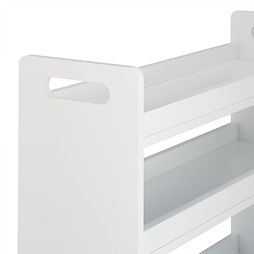 Relaxdays Nischenwagen, 4 Ablagen, schmales Nischenregal Küche & Bad, HBT: 83,5 x 18 x 59,5 cm, Rollwagen MDF, weiß