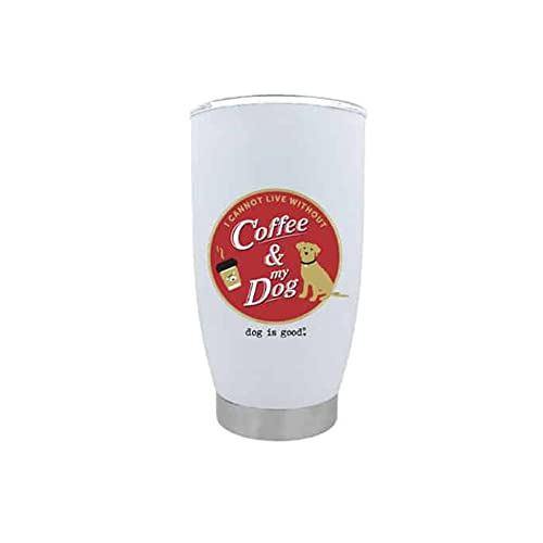 Dog is Good Taza de viaje de café y perro de acero inoxidable, 16 onzas, perfecta para bebidas calientes o frías