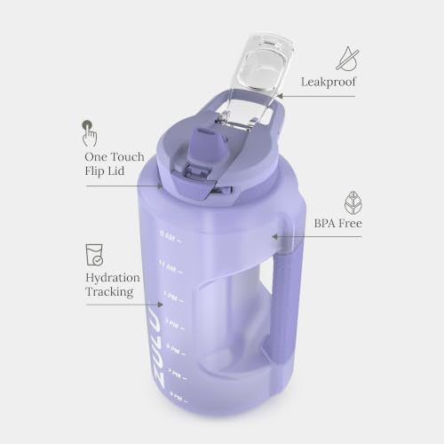 Image of ZULU Goals 64oz BPA-Free Plastic Water Bottle with Time Markers, Violet