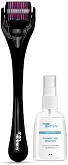 Man Matters 1.00 mm Derma Roller with Disinfectant | With 540 Titanium Alloy Needles | Promotes Beard & Hair Growth & Reduces Acne Scars | Safe & Effective to Use