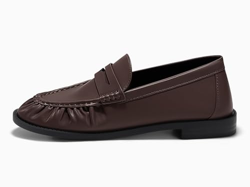 Image of Coutgo Penny Loafers for Women Comfortable Slip on Shoes Collapsible Heel Closed Toe Dressy Casual Work Flats
