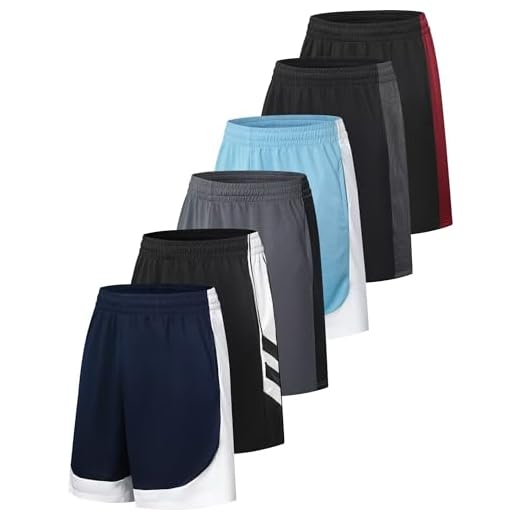 OYGSieg 6 Pack Mens Mesh Athletic Basketball Shorts Gym Shorts with Pockets, Quick Dry Workout Running Shorts Casual for Men XL