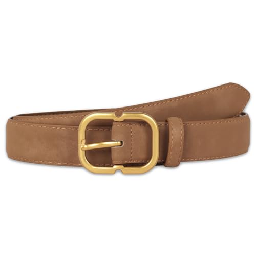 Image of Aurolran Women's Leather Belt with Buckle - Ideal for Dresses, Jeans, and Coats