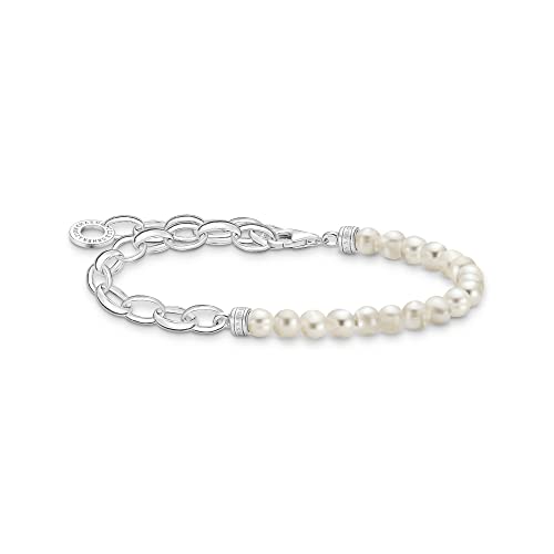 Thomas Sabo Charm-Armband mit weißen Perlen 925 Sterlingsilber...