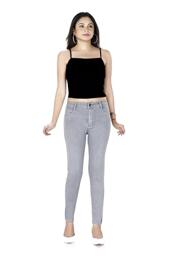 Image of TWGE - Women's Low Rise Skinny Fit Jeans - Single Button, Stretchable Denim Pants - Ankle Length - Stylish Casual Wear