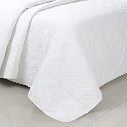 image for Cozy Line Home Fashions Chevron Zig Zag Solid White 100% Cotton Beddin
