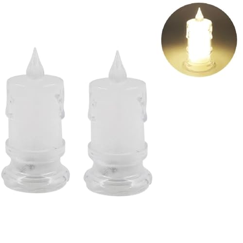 2 Velas De Led Eletrônica Transparente Decorativa Em Plástico