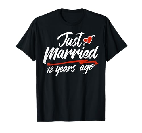 Wedding Anniversary Couple Gift Just Married 12 Years Ago T-Shirt