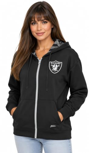 Zubaz LAS VEGAS RAIDERS WOMENS TEAM COLOR FULL ZIP HOOD W/CAMO LINES HOOD LINER