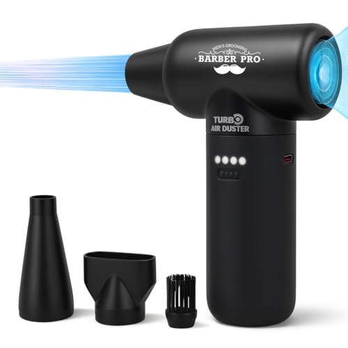 Compressed Air Duster - Electric Duster for Hair Barber, 3 Gear Mini Portable Jet Dry Air Blower, Cordless Vacuum Cleaner, for PC, Office,Salon, Fan, Laptop, Keyboard, Car -Black