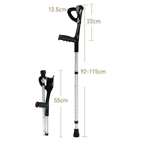 Stampelle Regolabili per Adulti, Stampelle Pieghevoli per L'avambraccio, Stampelle in Alluminio Leggero, per Altezza 140-190 cm