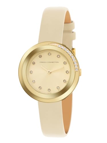 Image of French Connection Sunray Beige Round Dial with Beige Leather Strap Watch for Womens - FCO1PL
