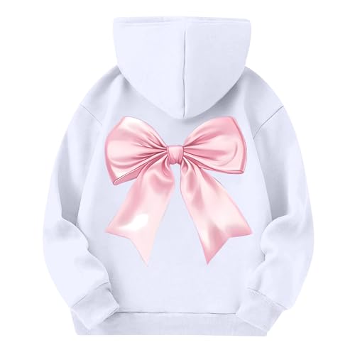 Girls Cute Hoodie Sweatshirt Hoodies Fall Loose With Bows Long Sleeve Shirt Soft Sweaters With Pocket 3-14 Yrs3