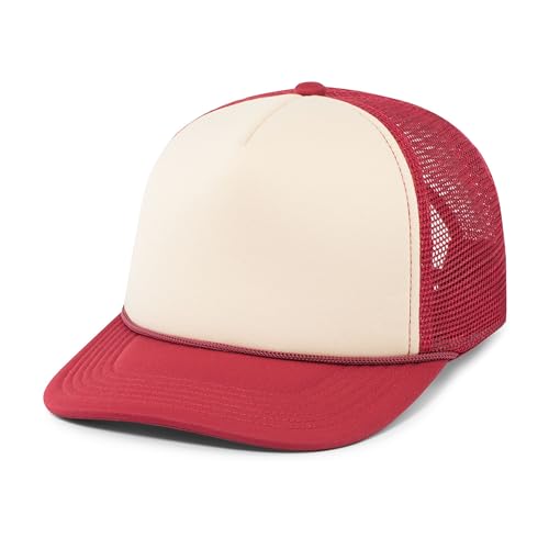 Pacific Headwear Foamie Fresh Trucker Cap, Khaki/Dark Red/Dark Red