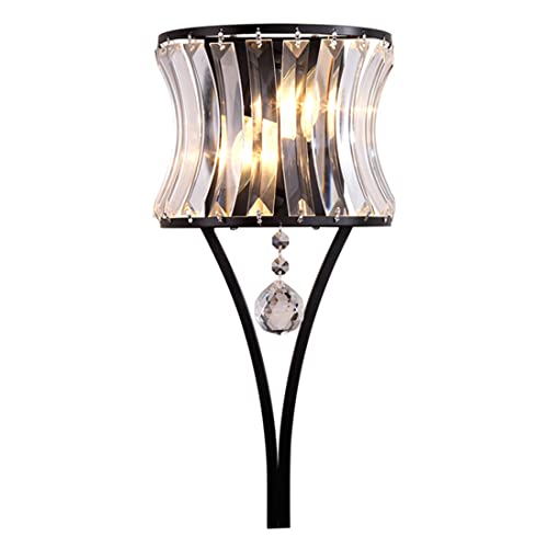 Image of Crystal Wall Sconce 2-Light Black Wall Light Fixture Modern Luxury K9 Crystal Sconces Wall Lighting Elegant Glass Wall Mount Light Indoor for Bathroom Living Room Bedroom Hallway E14 Base